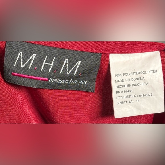 Vintage MHM Melissa Harper 18 Red Sleeveless Suede-like Shift Dress - Picture 4 of 5